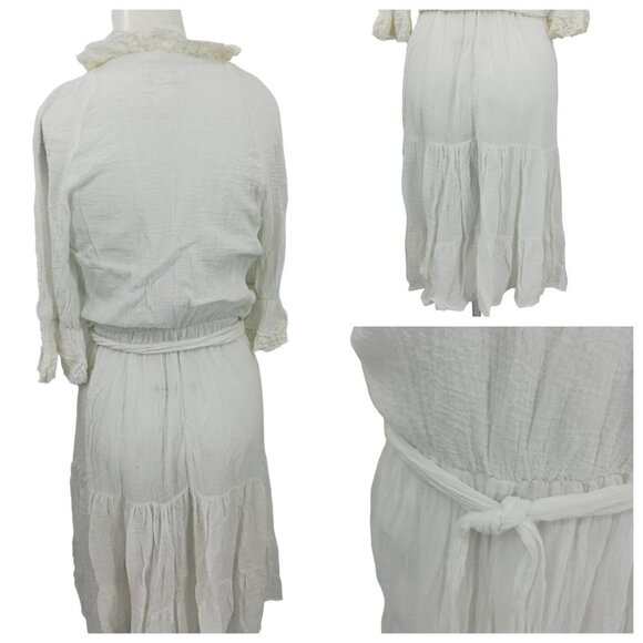 Vtg Alicia Gauzy White Crochet Lace Vintage Dress Size 5/6 Boho Bohemian Cotton - Picture 2 of 15
